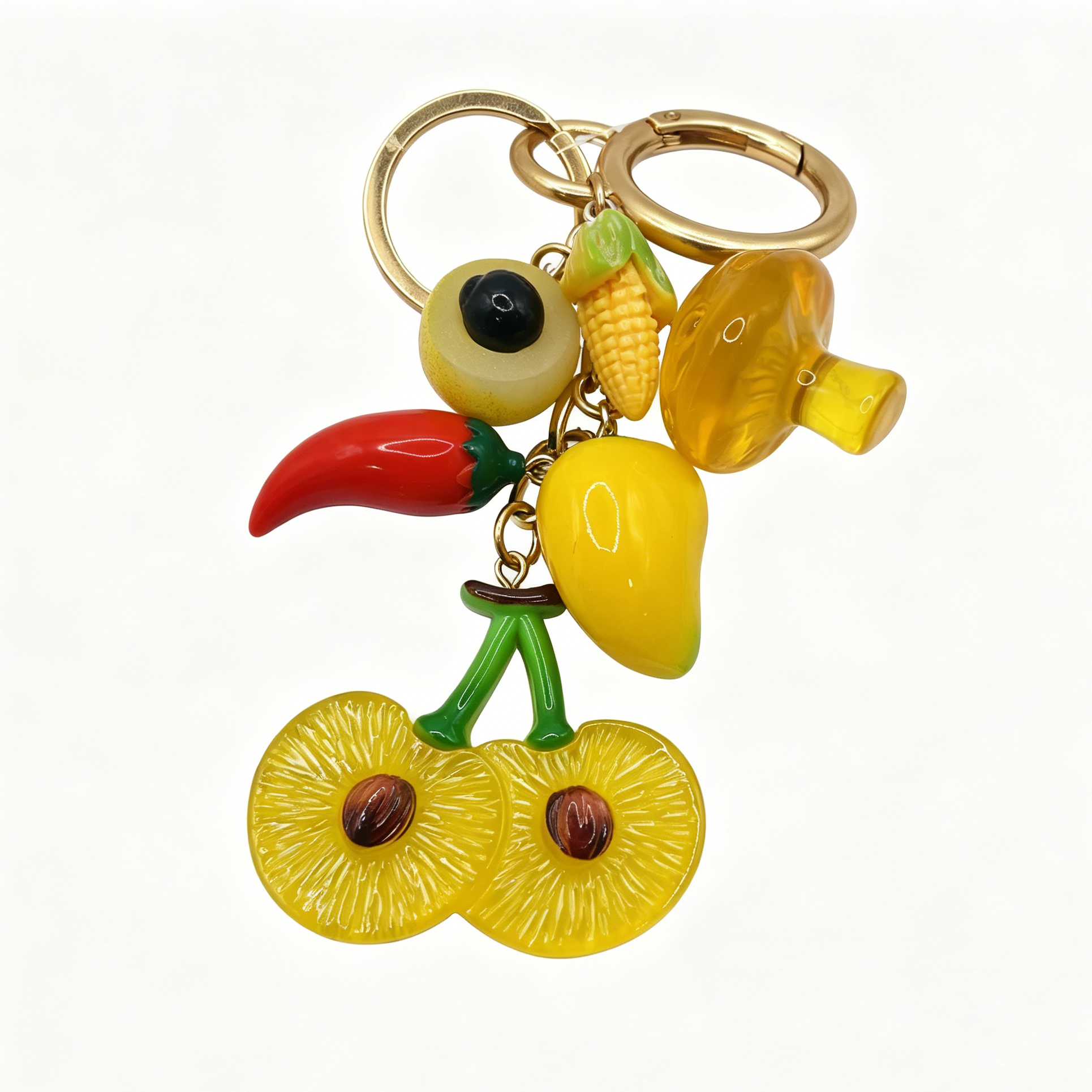 Llavero de Resina Diseño de Frutas y Verduras Miniatura, Llavero Decorativo para Bolsa, Accesorio de Moda al Por Mayor|JI JOYA