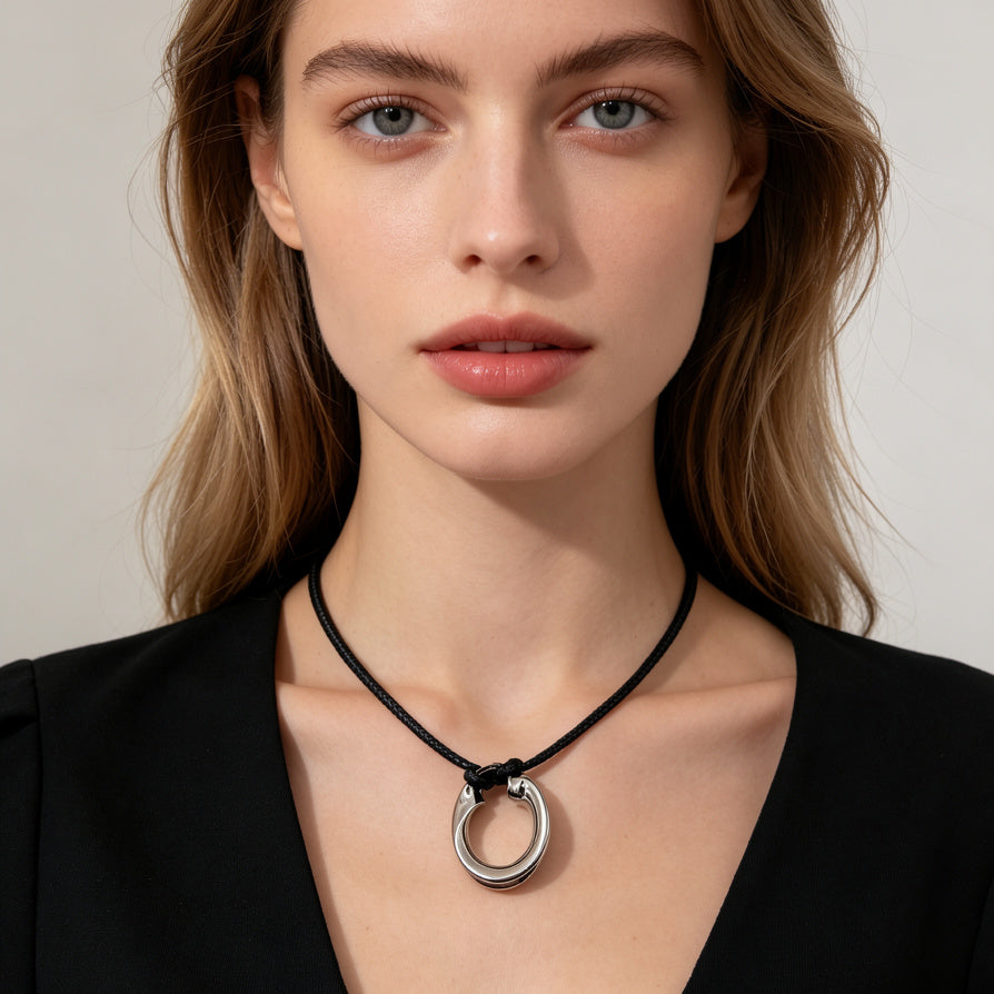 Collar de Cuerda Larga con Colgante Dorado/Plateado Minimalista - Joyería de Moda al Por Mayor|JI JOYA