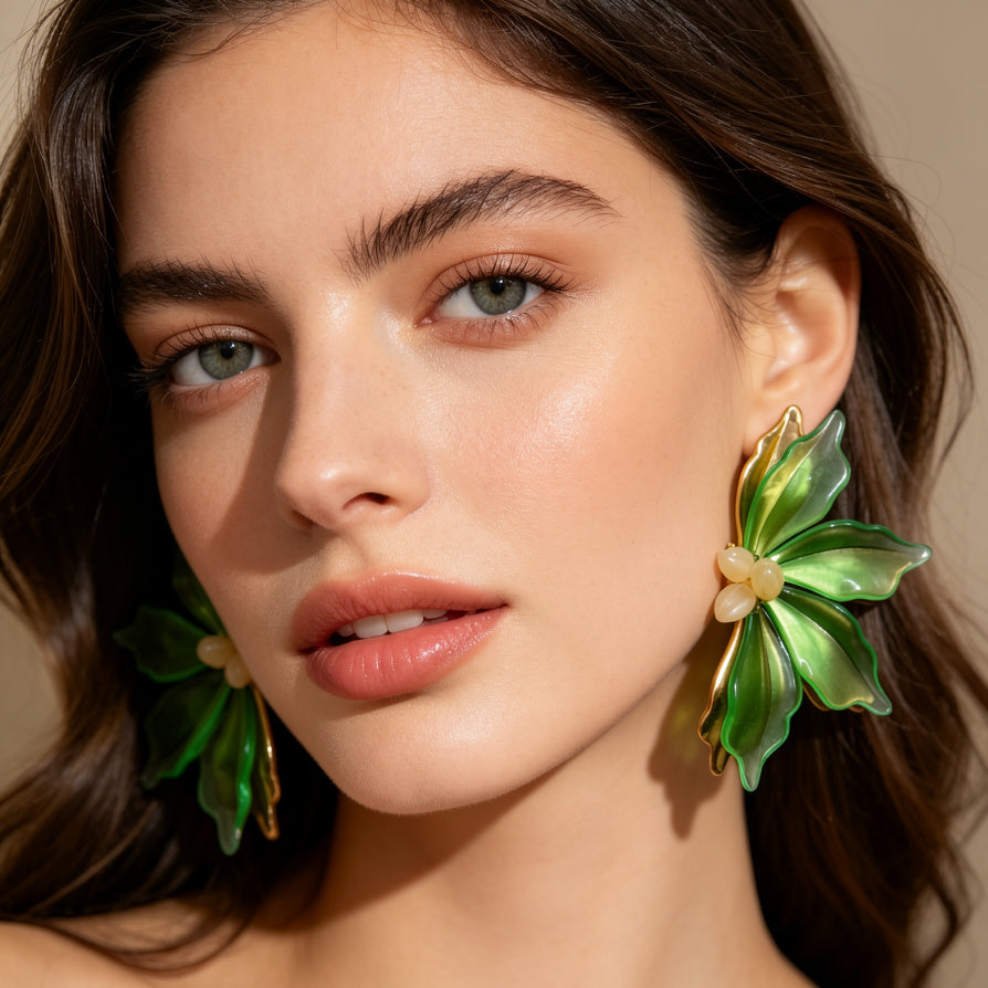 Pendientes de Flor de Lujo al Por Mayor - 2 Colores Disponibles, Joyería de Moda para Mayoristas|JI JOYA