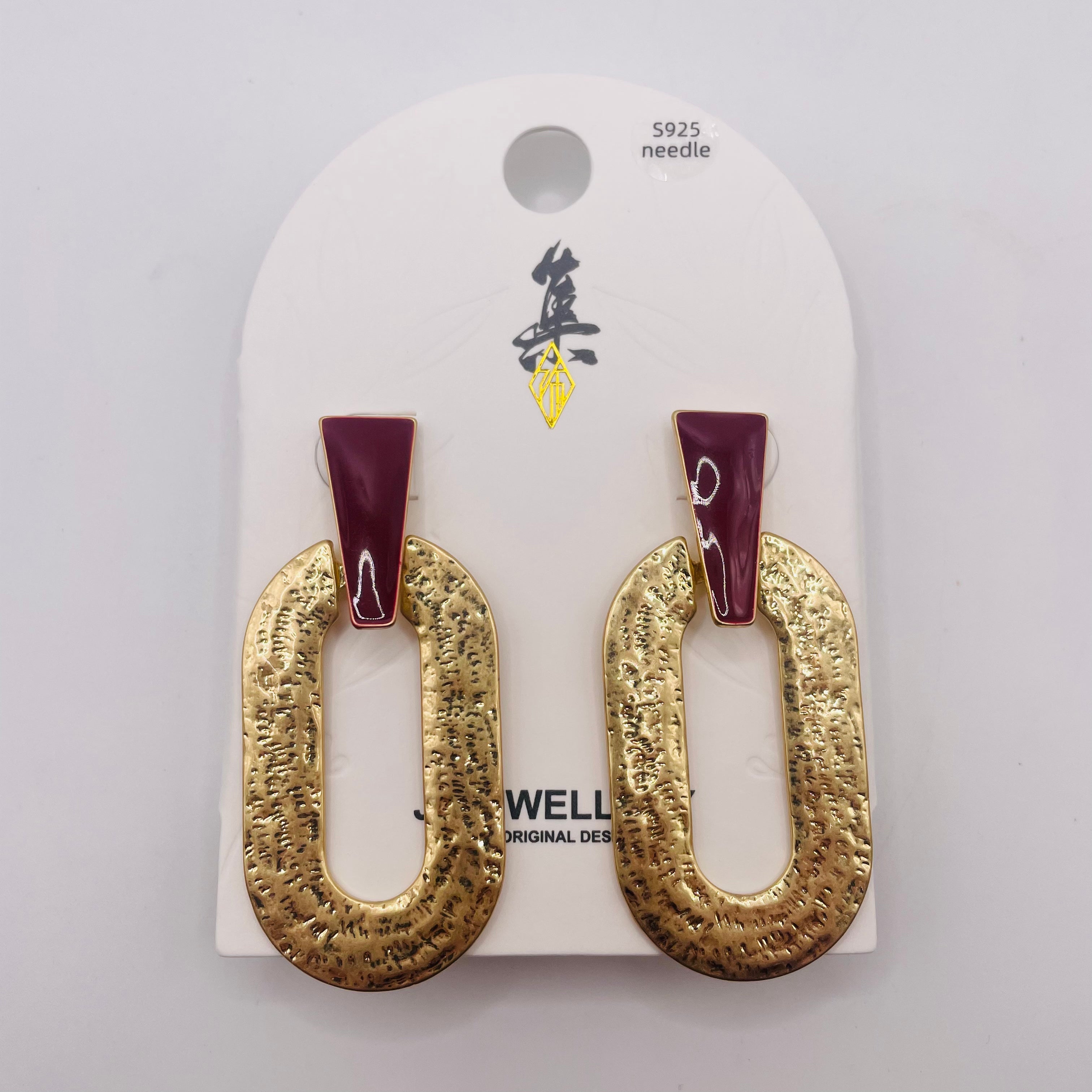 Pendientes Geométricos de Esmalte Dorado, 2 Colores, Aretes de Moda al Por Mayor, S925|JI JOYA