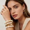 Pulseras de piedras naturales en tonos crema con detalles dorados, lote al por mayor | Accesorios de moda elegantes para mujer|JI JOYA