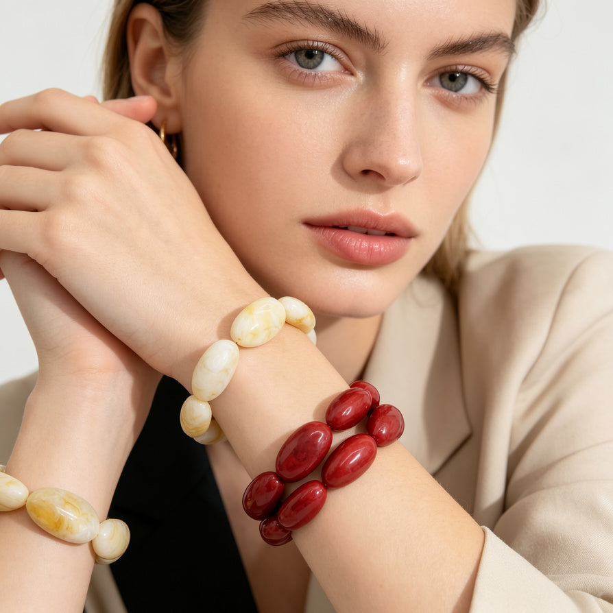 JI JOYA VENTA AL POR MAYOR|Pulseras de Piedra Simulada de Forma Irregular, Mayorista B2B, Accesorios de Moda al Por Mayor