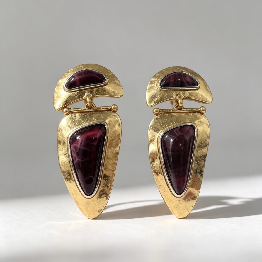 Pendientes de Diseño Vintage con Piedras en 3 Colores - Mayorista B2B|JI JOYA