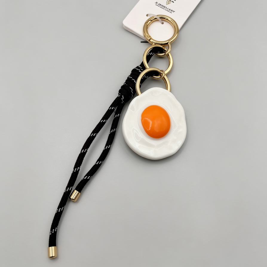 Llavero de Huevo Frito 3D con Cuerda - Accesorio de Moda para Llaveros y Bolsos, Venta al Por Mayor|JI JOYA