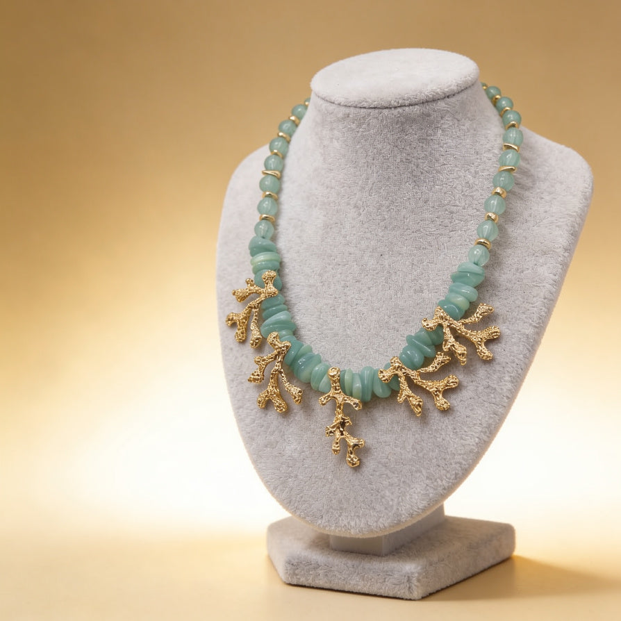 Collar de cuentas rosa|verde dopamina de verano | Collar de clavícula de lujo asequible y estilo resort de playa|JI JEWELLERY