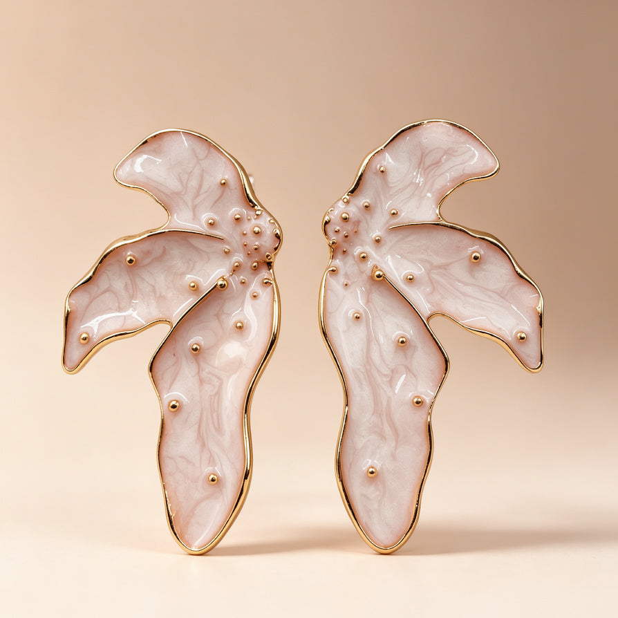 Aretes de Esmalte con Borde de Oro | Joyería de Moda al Por Mayor|JI JOYA