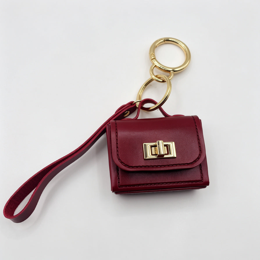 Llavero Mini Bolso de Cuero Sintético Vino Tinto | Accesorio de Moda para Llaveros y Bolsos - Mayorista|JI JOYA