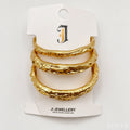 Set de 3 Pulseras Texturizadas en Dorado/Plata - Diseño Orgánico Hammered, Joyería de Moda al Por Mayor|JI JOYA