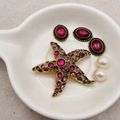 Broche de estrella de mar con cuentas turquesas | Pin vintage dorado inspirado en el océano