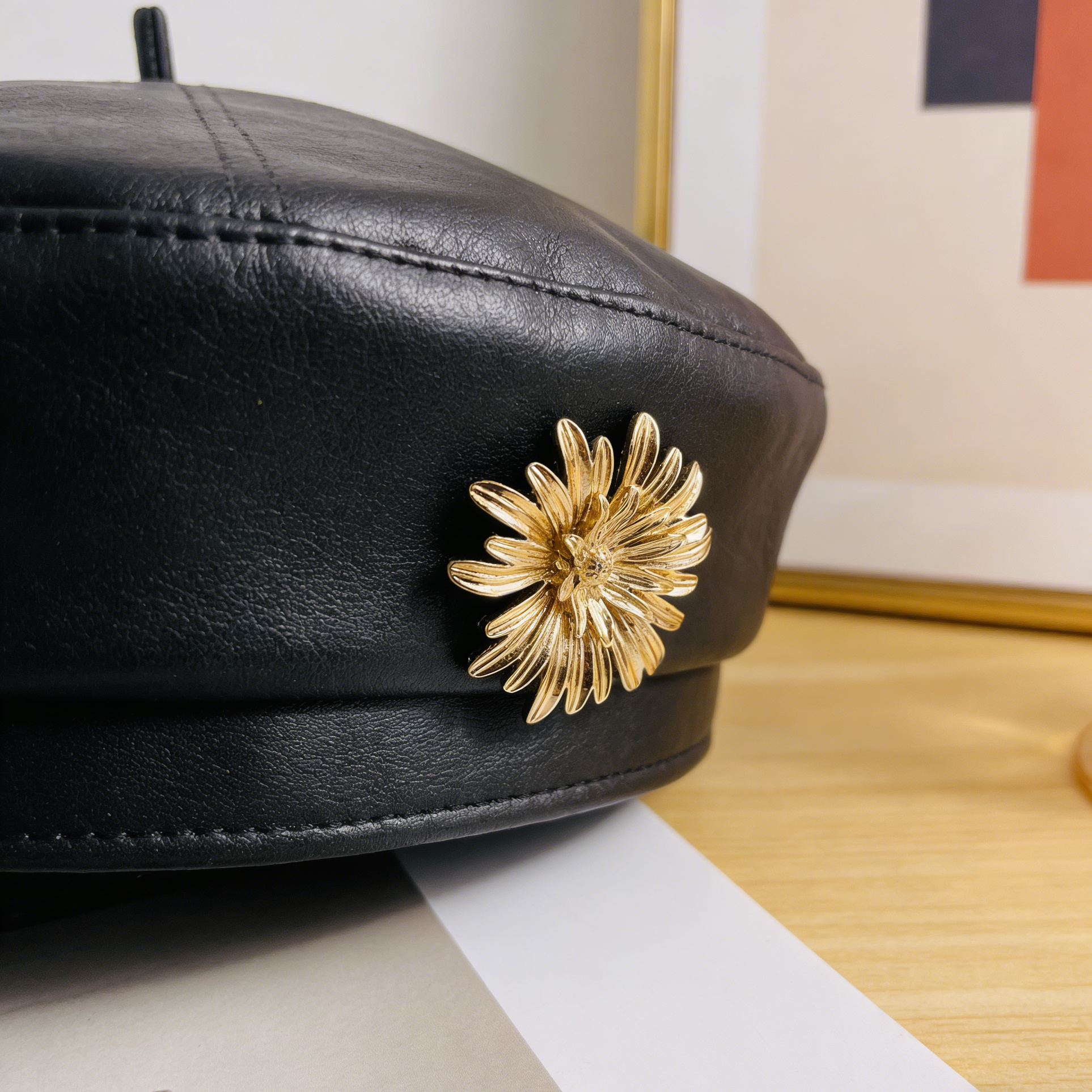 Broche de girassol dourado | Pin metálico vintage