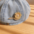 Broche vintage de serpiente y girasol dorado | Pin llamativo adornado con cristales